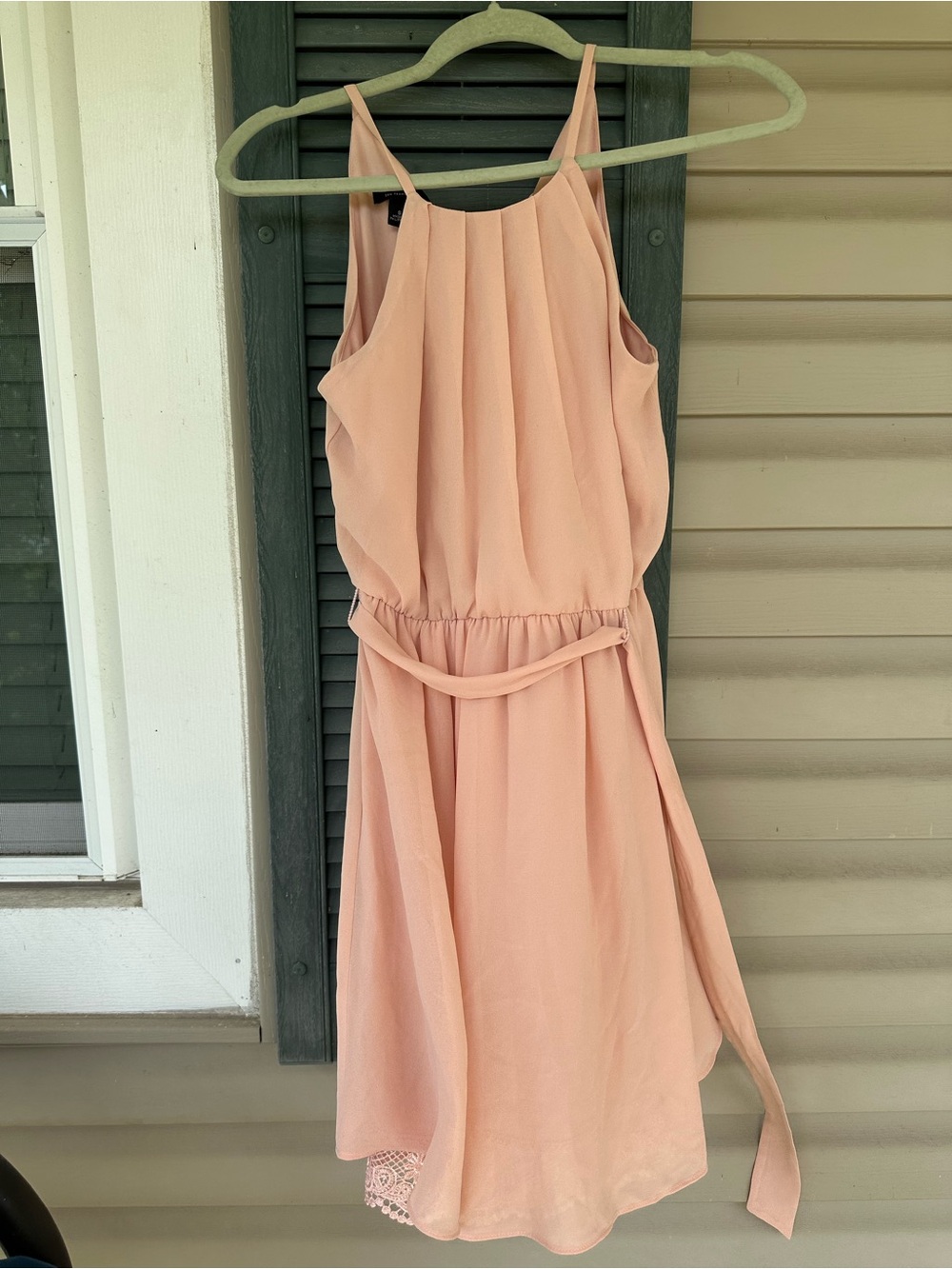 IN San Francisco Blush Pink Lace Hem Halter Sleeveless Dress | Size Small